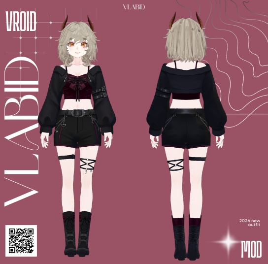 VRoid Clothes VRoid Studio Streetwear Outfit VTuber Fashion Gothic Outfit VTuber Outfit Kawaii Outfit VRoid Texture CustomItem Punk Outfit Crop Top VRoid Cosplay