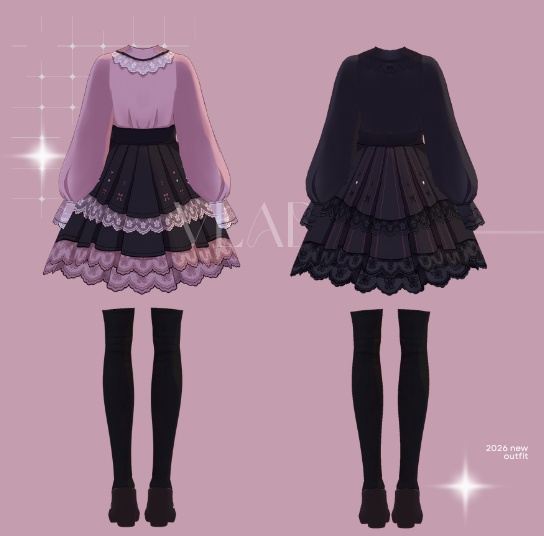 Jirai Kei Outfit VRoid Clothes Dress Outfit VRoid Texture Cute Outfit CustomItem VTuber Asset VRoid Outfit Gothic Outfit Gothic Dress VTuber Fashion VTuber Outfit Cosplay Kawaii Outfit