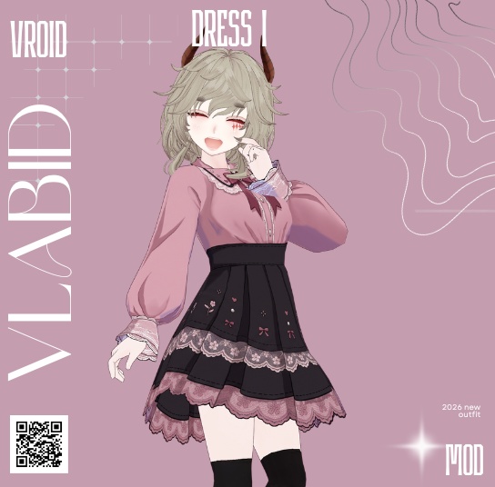 Jirai Kei Outfit VRoid Clothes Dress Outfit VRoid Texture Cute Outfit CustomItem VTuber Asset VRoid Outfit Gothic Outfit Gothic Dress VTuber Fashion VTuber Outfit Cosplay Kawaii Outfit