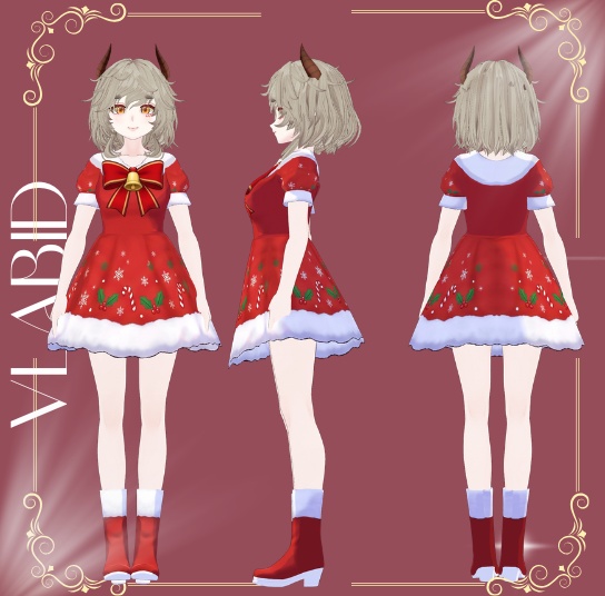 VLABID — Christmas Collection 2026 Christmas Wonderland 3 Outfit Pack VRoid Studio VRoid Christmas VRoid Clothes VRoid Costume VRoid Texture Customitem VRoid Christmas Kawaii Outfit Cute