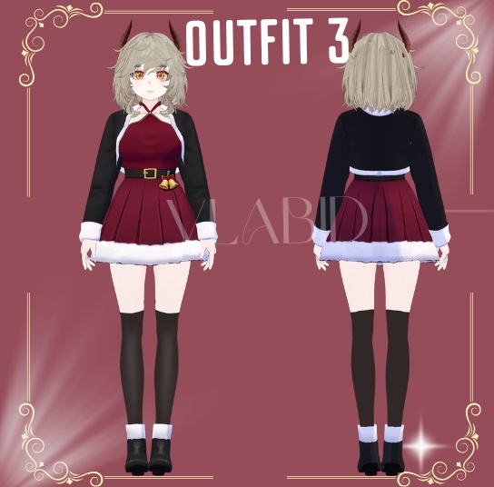 VLABID — Christmas Collection 2026 Christmas Wonderland 3 Outfit Pack VRoid Studio VRoid Christmas VRoid Clothes VRoid Costume VRoid Texture Customitem VRoid Christmas Kawaii Outfit Cute