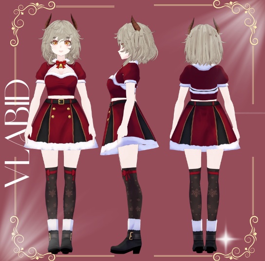 VLABID — Christmas Collection 2026 Christmas Wonderland 3 Outfit Pack VRoid Studio VRoid Christmas VRoid Clothes VRoid Costume VRoid Texture Customitem VRoid Christmas Kawaii Outfit Cute