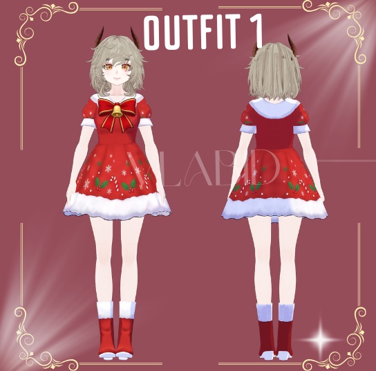 VLABID — Christmas Collection 2026 Christmas Wonderland 3 Outfit Pack VRoid Studio VRoid Christmas VRoid Clothes VRoid Costume VRoid Texture Customitem VRoid Christmas Kawaii Outfit Cute