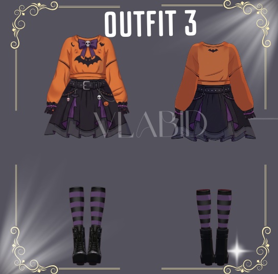 Halloween Custome VRoid, VRoid Studio, VRoid Clothes, Customitem, Halloween Gothic Outfit, VRM File, Halloween Outfit Bundle, Anime Style