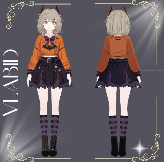 Halloween Custome VRoid, VRoid Studio, VRoid Clothes, Customitem, Halloween Gothic Outfit, VRM File, Halloween Outfit Bundle, Anime Style