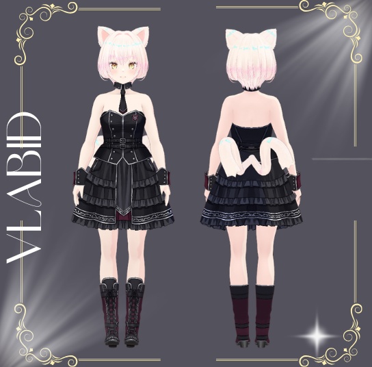 VRoid衣装 Gothic Outfit VRoid Studio, VRM, VTuber Asset, Customitem,Kawaii Outfit,Cute Outfit Dress, VRoid Clothes, Anime Style, VRoid Cosplay