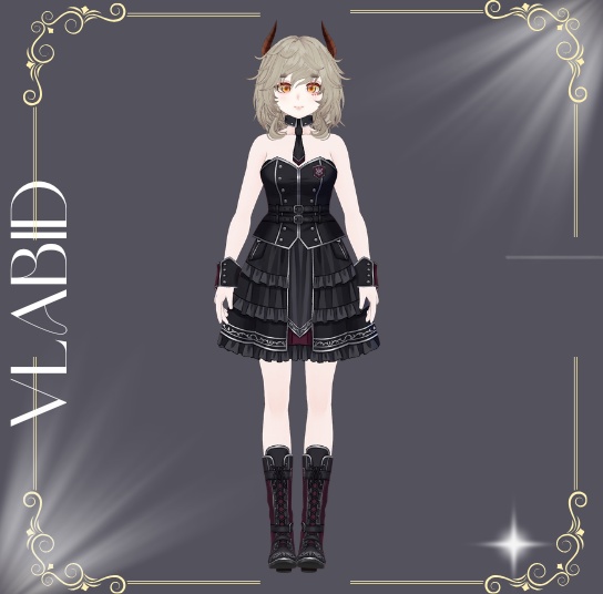 VRoid衣装 Gothic Outfit VRoid Studio, VRM, VTuber Asset, Customitem,Kawaii Outfit,Cute Outfit Dress, VRoid Clothes, Anime Style, VRoid Cosplay