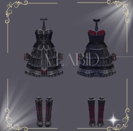 VRoid衣装 Gothic Outfit VRoid Studio, VRM, VTuber Asset, Customitem,Kawaii Outfit,Cute Outfit Dress, VRoid Clothes, Anime Style, VRoid Cosplay