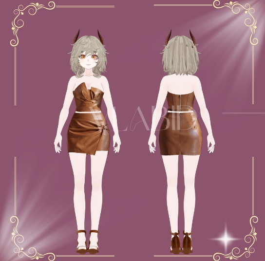 VRoid Studio, Glossy Muse Leather Dress, VRoid Clothes, Customitem, VRoid Texture, Costume, Dress Kawaii, Cute Outfit, VRoid Costume