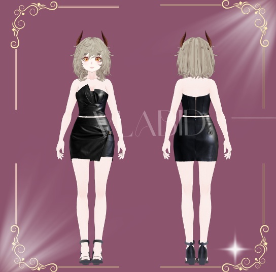 VRoid Studio, Glossy Muse Leather Dress, VRoid Clothes, Customitem, VRoid Texture, Costume, Dress Kawaii, Cute Outfit, VRoid Costume
