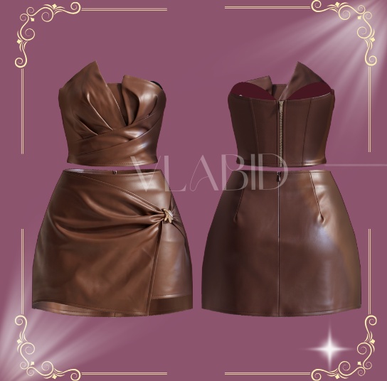 VRoid Studio, Glossy Muse Leather Dress, VRoid Clothes, Customitem, VRoid Texture, Costume, Dress Kawaii, Cute Outfit, VRoid Costume
