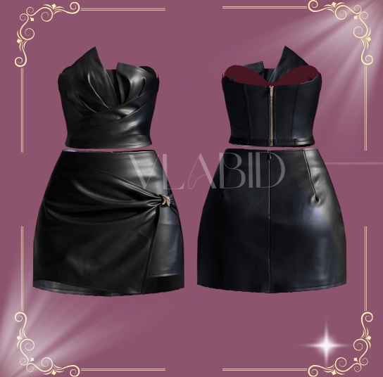 VRoid Studio, Glossy Muse Leather Dress, VRoid Clothes, Customitem, VRoid Texture, Costume, Dress Kawaii, Cute Outfit, VRoid Costume