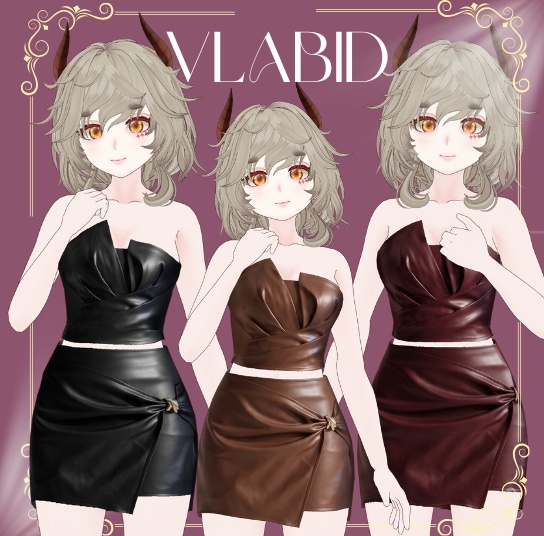 VRoid Studio, Glossy Muse Leather Dress, VRoid Clothes, Customitem, VRoid Texture, Costume, Dress Kawaii, Cute Outfit, VRoid Costume