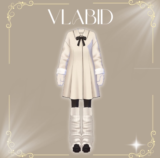 Cozy Ivory Winter Coat,Outfit Winter, Virtual Market Winter 2026,VRoid Studio,Customitem,VRoid Clothes,Anime Style,VRoid Texture, VRM,