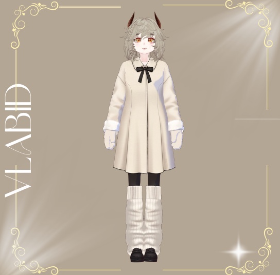 Cozy Ivory Winter Coat,Outfit Winter, Virtual Market Winter 2026,VRoid Studio,Customitem,VRoid Clothes,Anime Style,VRoid Texture, VRM,  