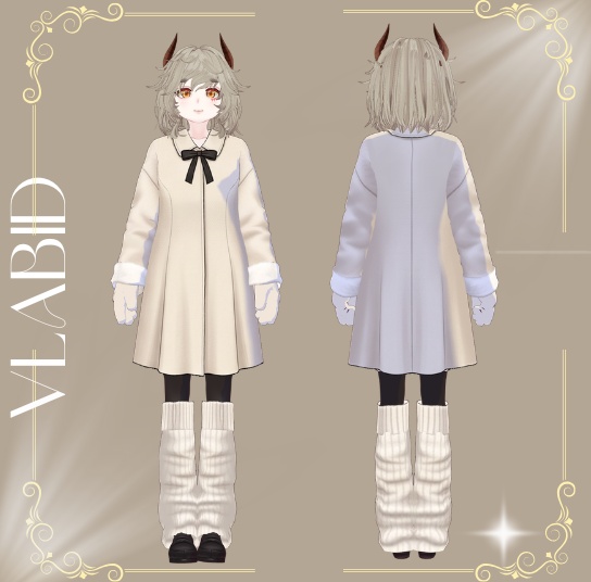 Cozy Ivory Winter Coat,Outfit Winter, Virtual Market Winter 2026,VRoid Studio,Customitem,VRoid Clothes,Anime Style,VRoid Texture, VRM,