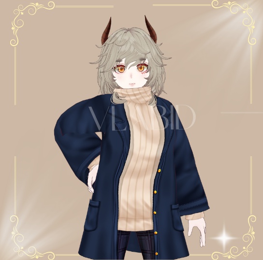Midnight Plaid Winter Coat,VRM File, Customitem, Outfit Winter, Virtual Market Winter 2026,VRoid Studio,Customitem,VRoid Clothes,Anime Style,VRoid Texture, VRM