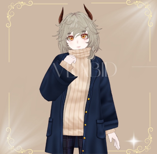 Midnight Plaid Winter Coat,VRM File, Customitem, Outfit Winter, Virtual Market Winter 2026,VRoid Studio,Customitem,VRoid Clothes,Anime Style,VRoid Texture, VRM