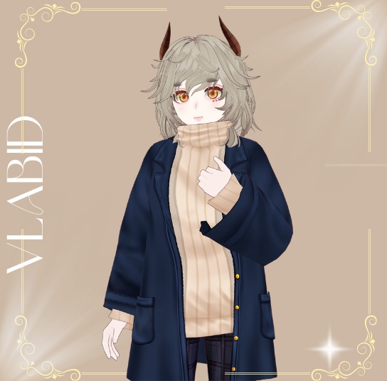 Midnight Plaid Winter Coat,VRM File, Customitem, Outfit Winter, Virtual Market Winter 2026,VRoid Studio,Customitem,VRoid Clothes,Anime Style,VRoid Texture, VRM