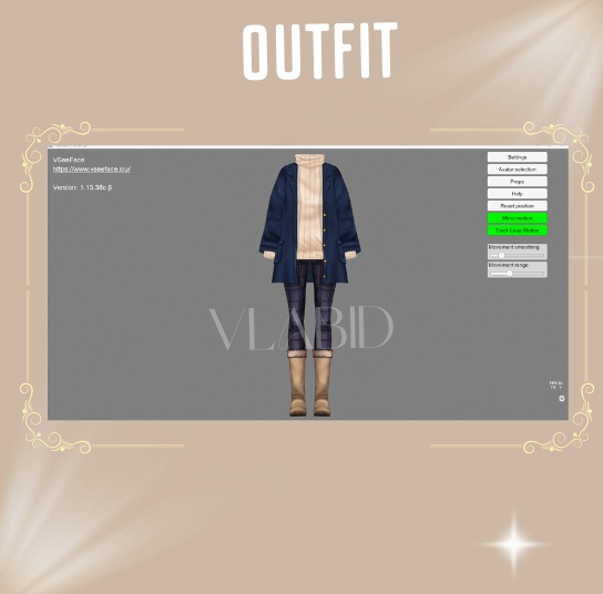 Midnight Plaid Winter Coat,VRM File, Customitem, Outfit Winter, Virtual Market Winter 2026,VRoid Studio,Customitem,VRoid Clothes,Anime Style,VRoid Texture, VRM
