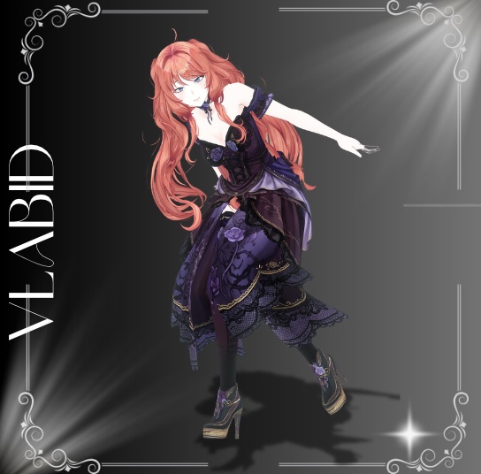 Midnight Rose Gothic Dress | VRoid Outfit・Gothic Lolita・Black & Purple Dress【VLABID】