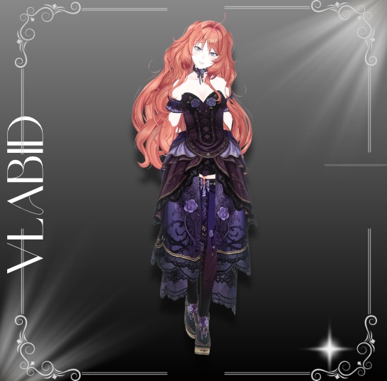Midnight Rose Gothic Dress | VRoid Outfit・Gothic Lolita・Black & Purple Dress【VLABID】