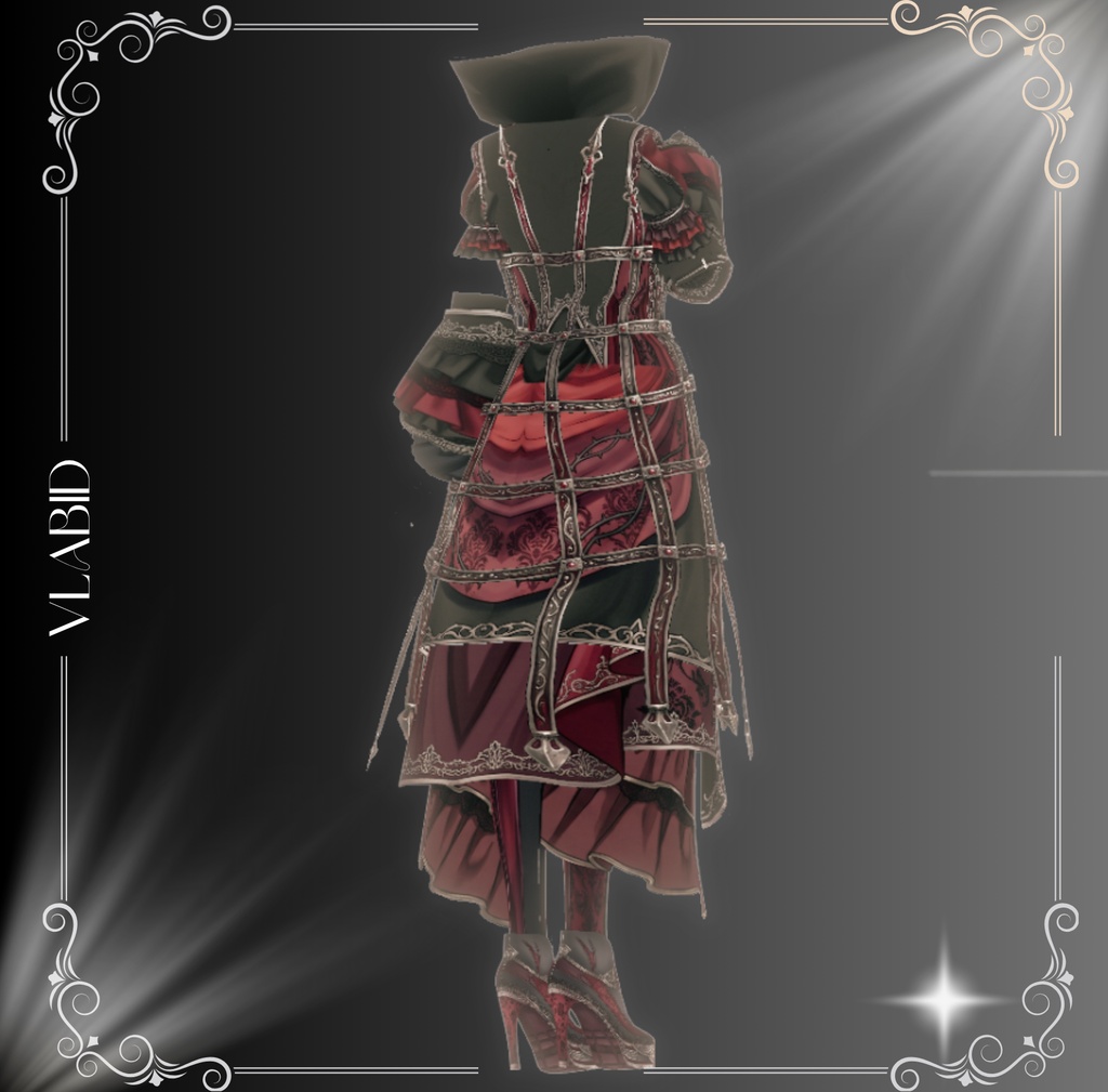 **【VRoid】Dark Crimson Gothic Outfit – 黒×深紅のゴシック衣装 | VRoid Custom Item**