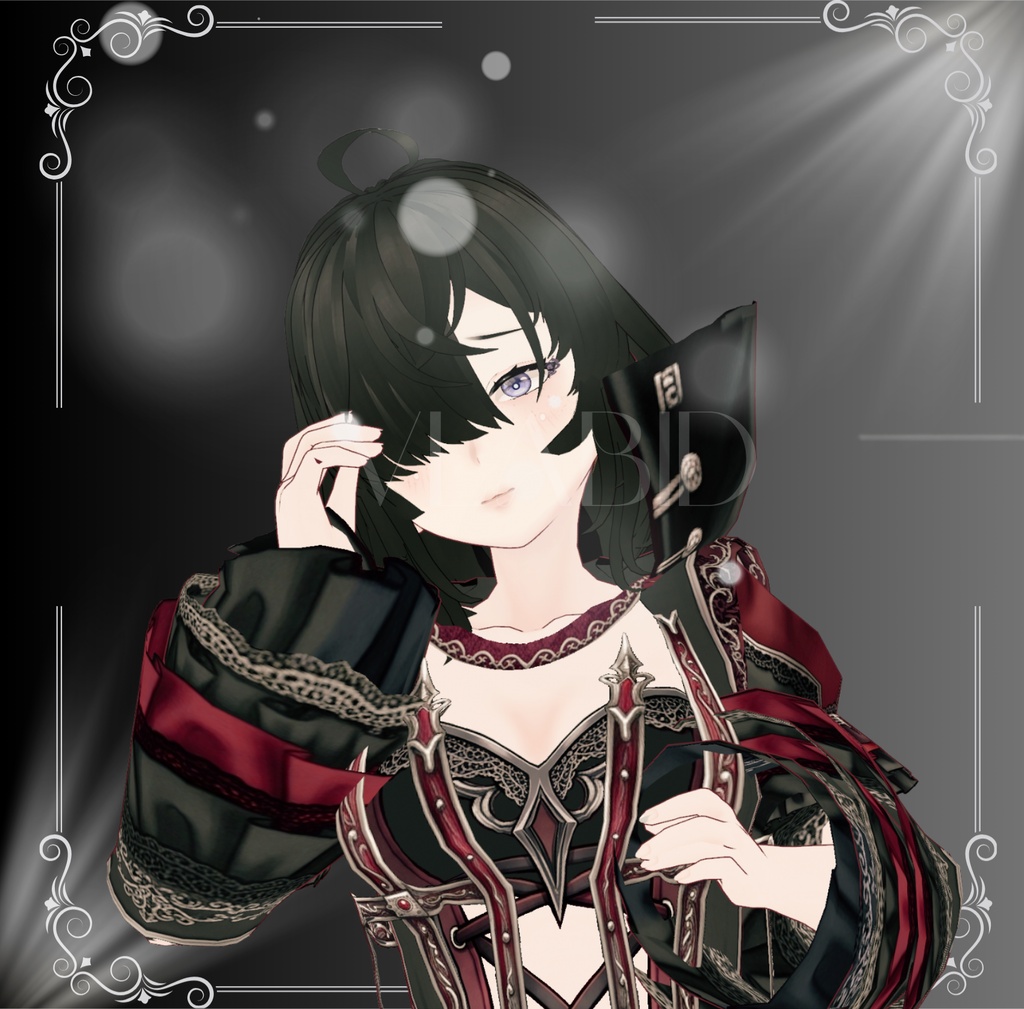 **【VRoid】Dark Crimson Gothic Outfit – 黒×深紅のゴシック衣装 | VRoid Custom Item**