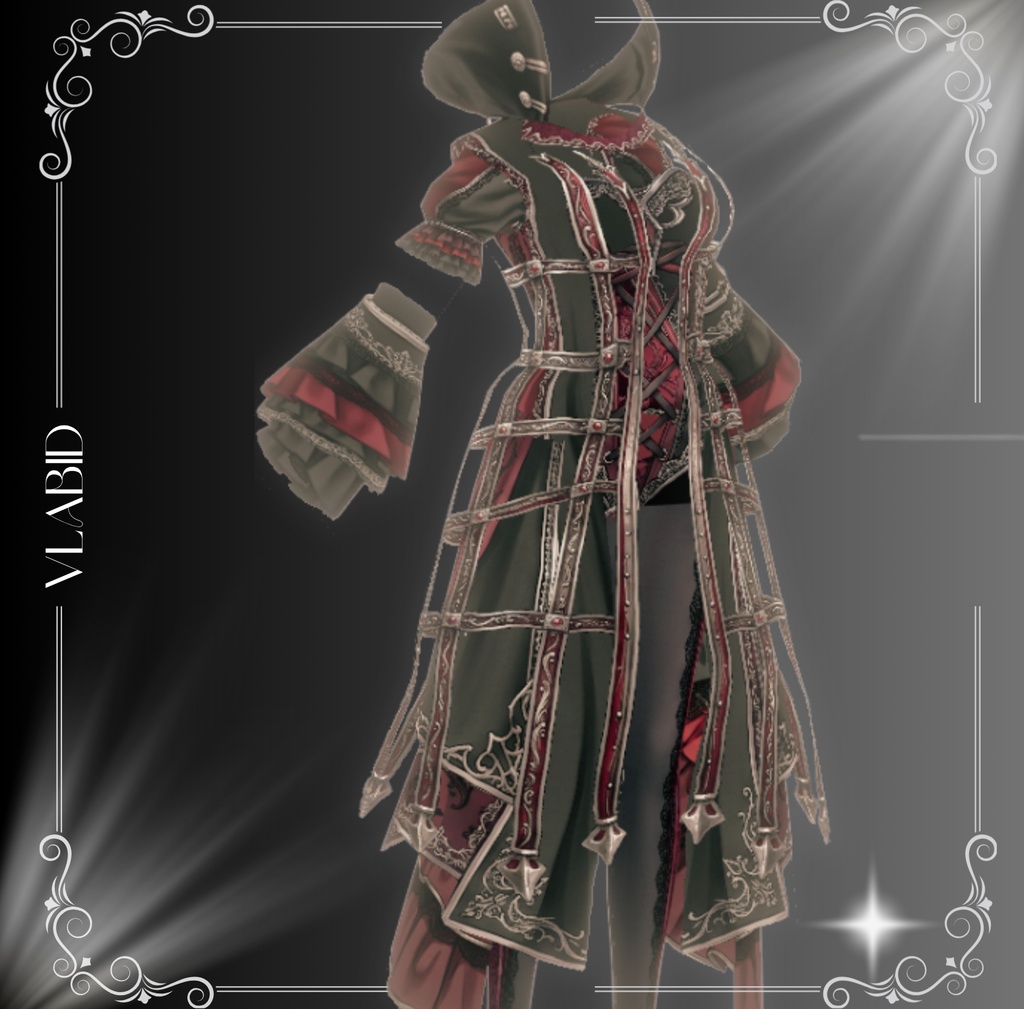**【VRoid】Dark Crimson Gothic Outfit – 黒×深紅のゴシック衣装 | VRoid Custom Item**
