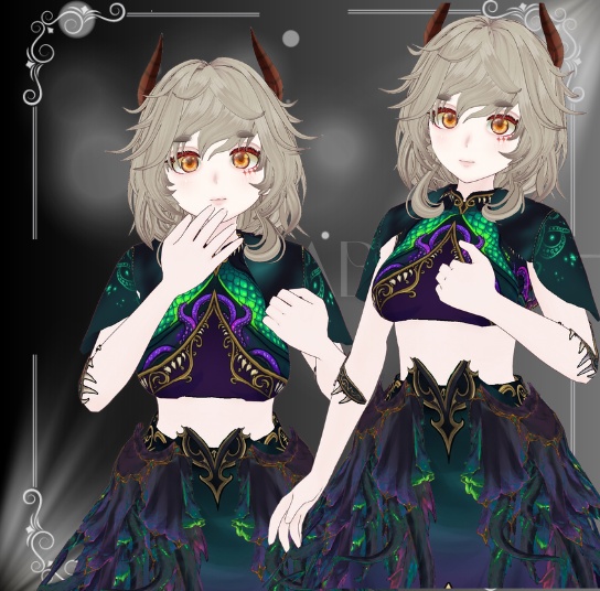 【VRoid衣装】Abyssal Majesty – 深淵の女王|ダークファンタジー・魔法使い衣装
