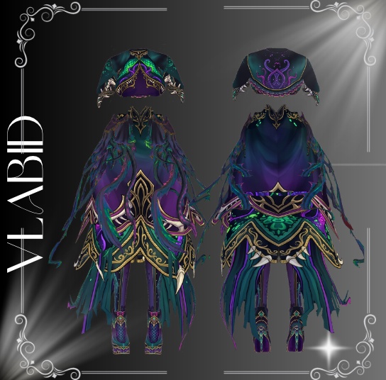【VRoid衣装】Abyssal Majesty – 深淵の女王｜ダークファンタジー・魔法使い衣装