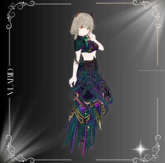 【VRoid衣装】Abyssal Majesty – 深淵の女王|ダークファンタジー・魔法使い衣装