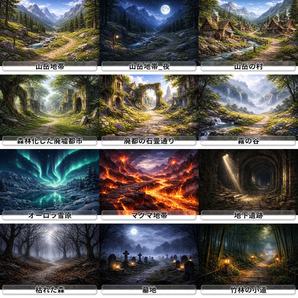 【TRPG/ゲーム背景素材】ファンタジーRPG風のセミリアル背景〈幻想/ファンタジー/王道〉