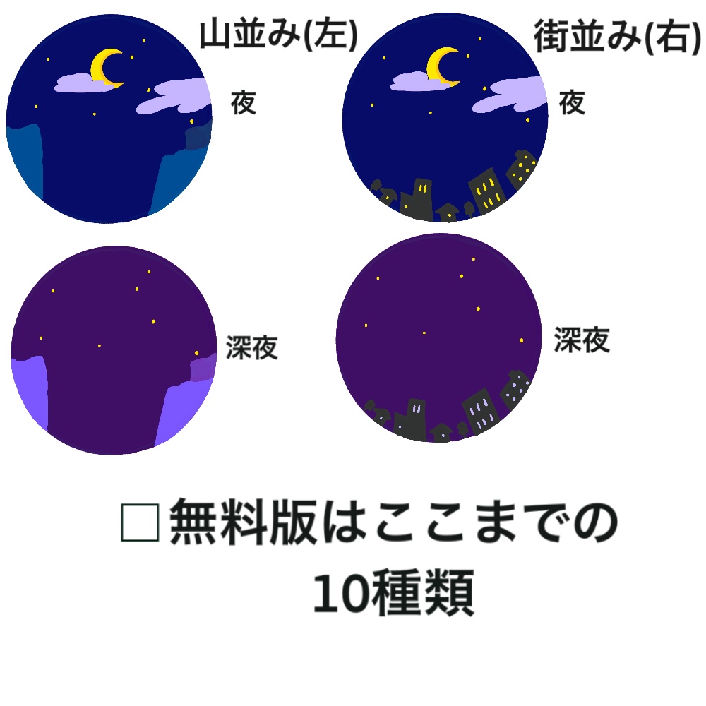 <無料/有料>TRPG用 時間・天候アイコン(無料10,有料30種)