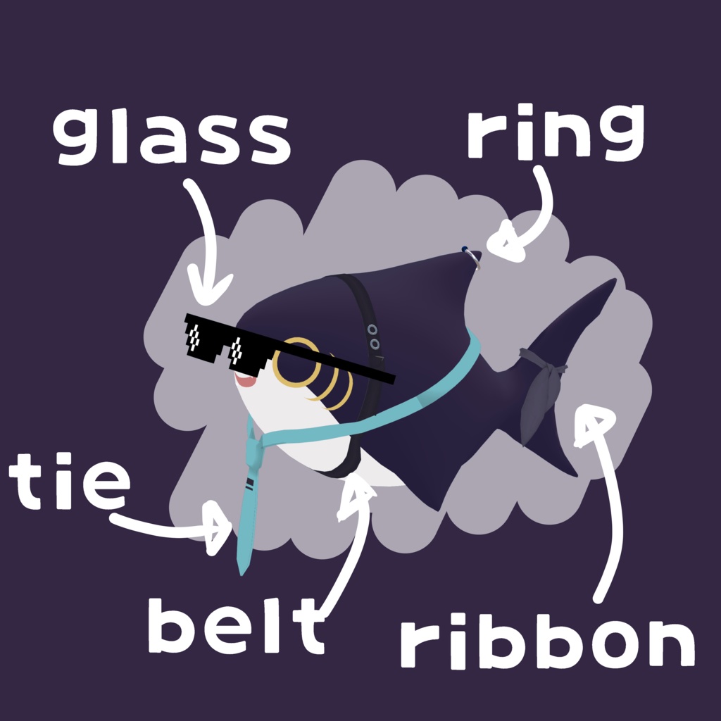 【VRchat】さめちゃんお揃いセット expression menuで操作可