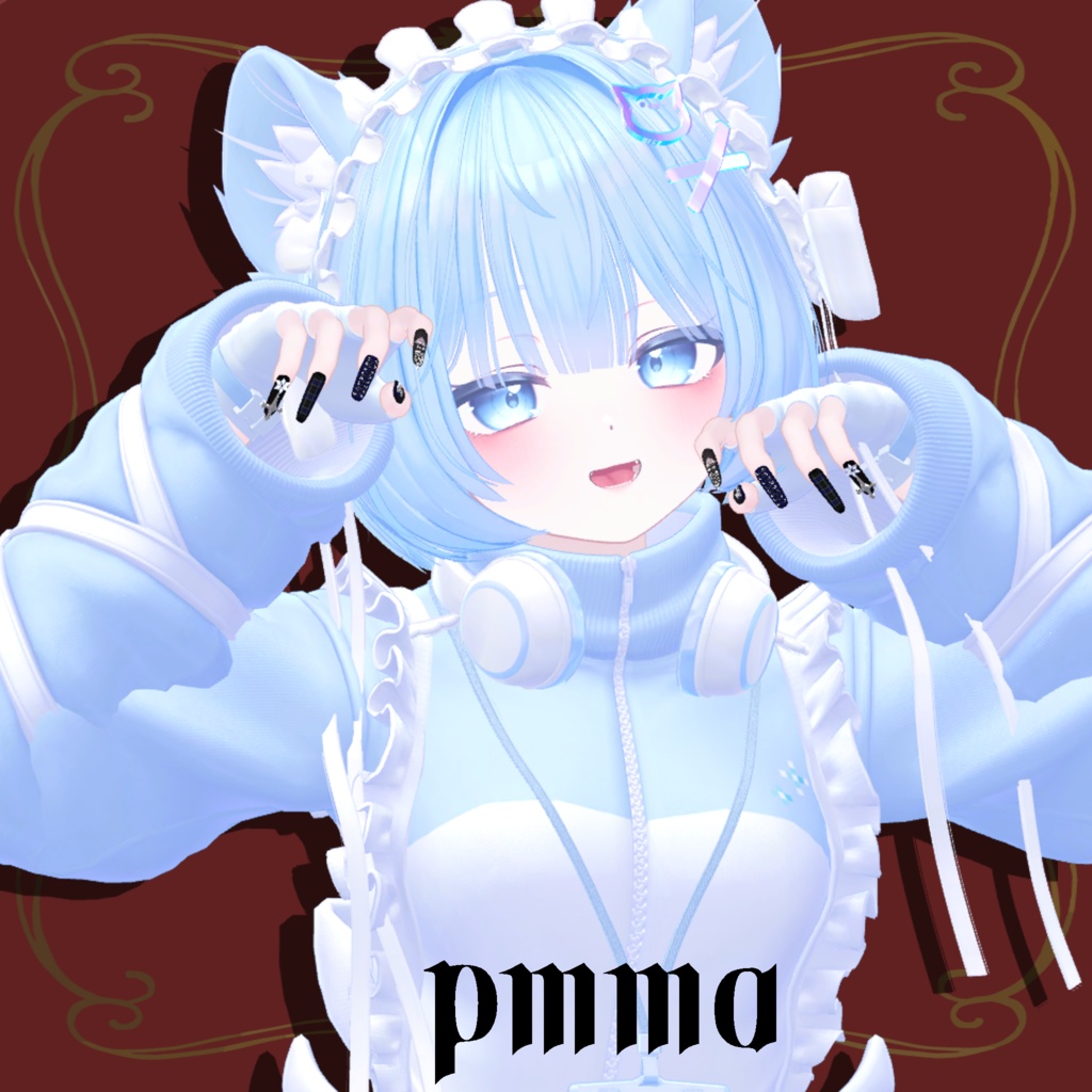 【無料あり】【VRChat】11アバター対応 ゴシック地雷ネイル zirai nail