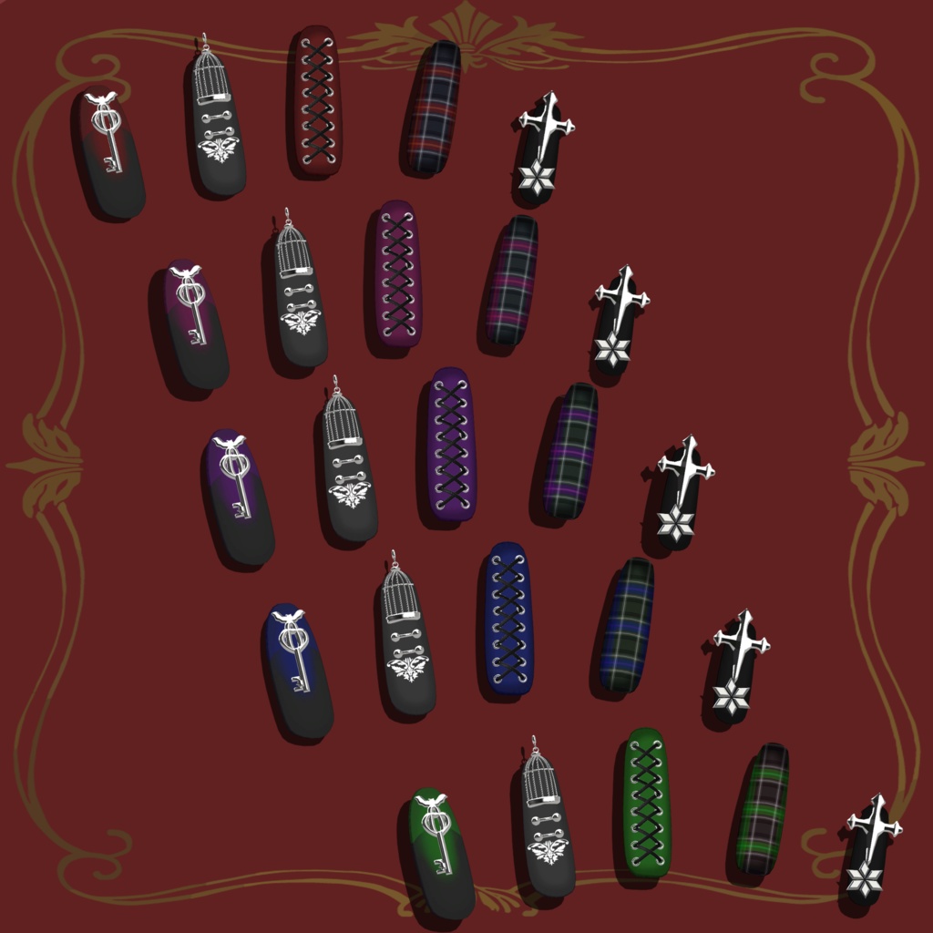 【無料あり】【VRChat】11アバター対応 ゴシック地雷ネイル zirai nail