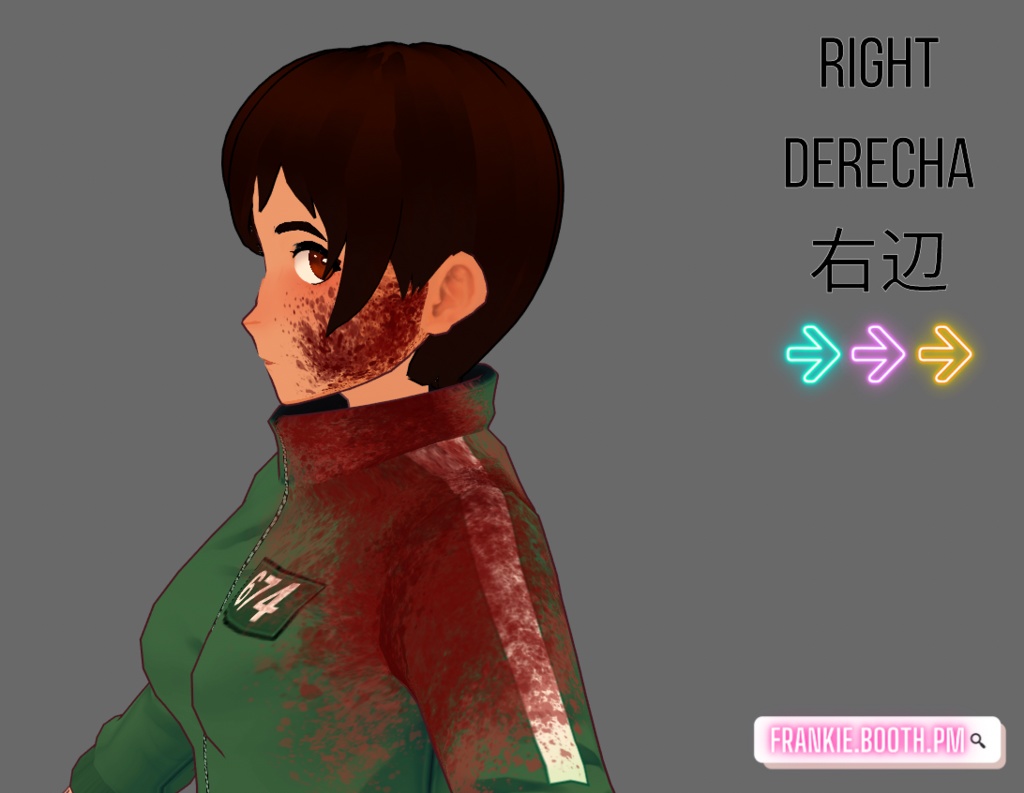 Blood Splattered on Face Vroid Texture Effect (Female)