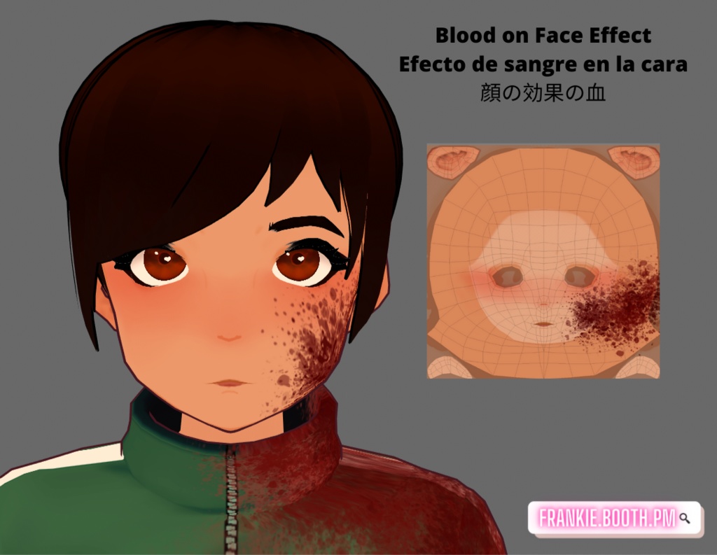 Blood Splattered on Face Vroid Texture Effect (Female)