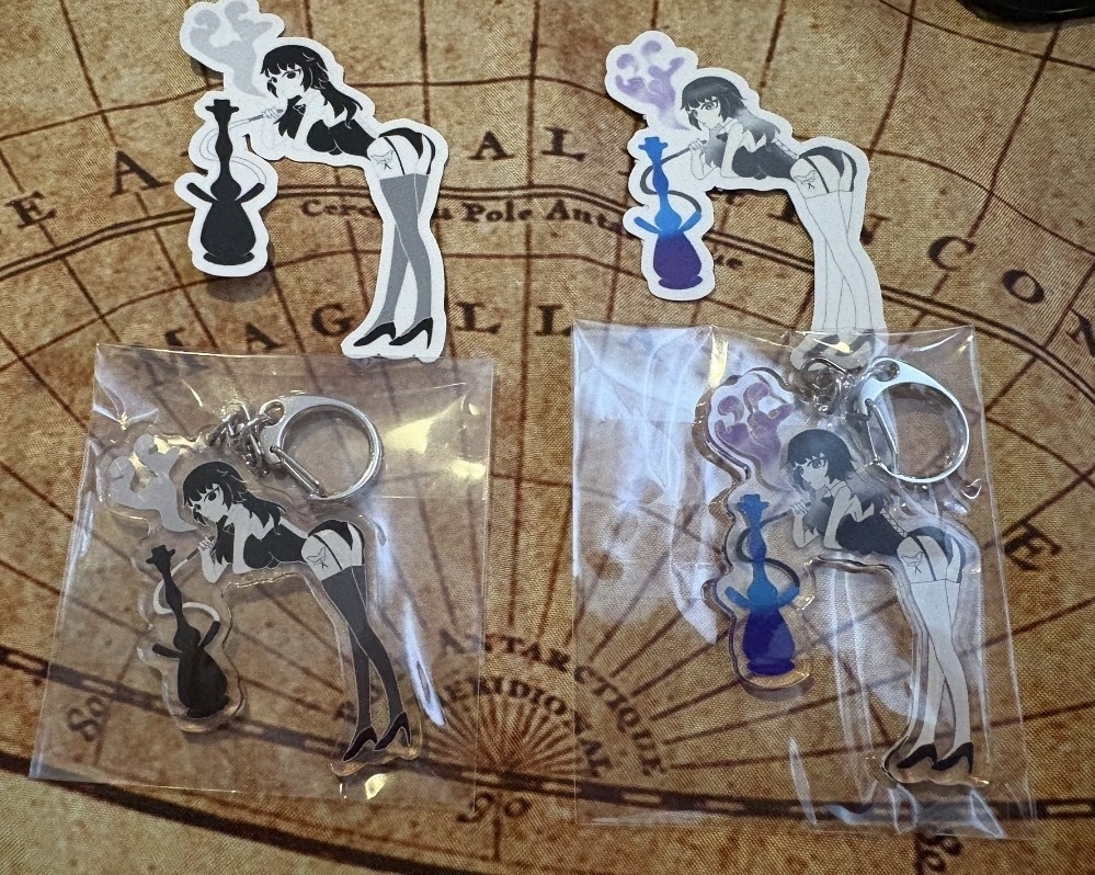 女の子とシーシャ ステッカーとアクリルストラップセット