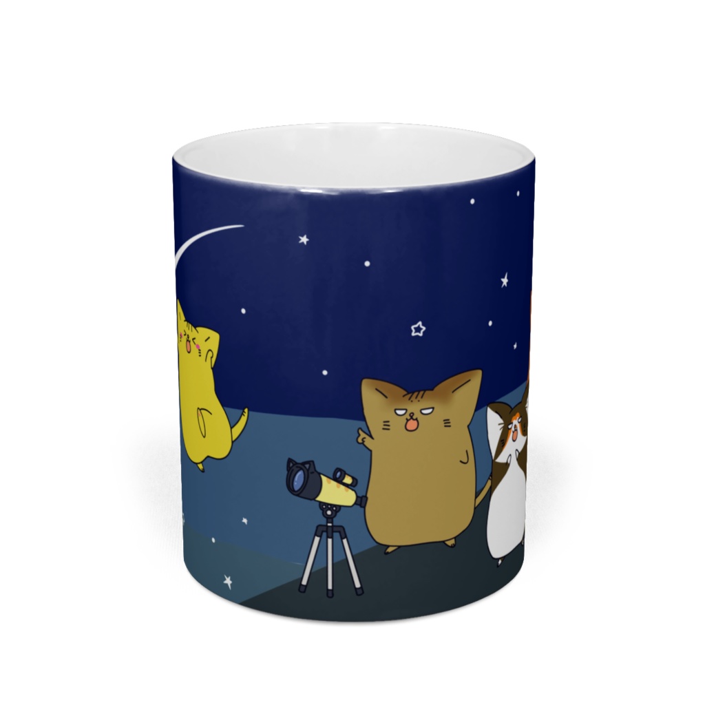 【にゃんこたちといなかの夜空】マグカップ