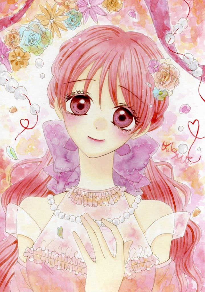 手描きイラスト オリジナルイラスト 少女漫画 女の子イラスト 原画