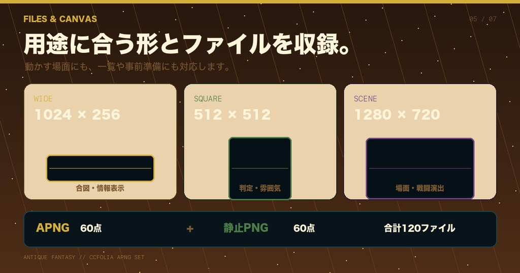 【ココフォリア/APNG】ファンタジー卓向け演出素材30種|羊皮紙・金装飾・透過