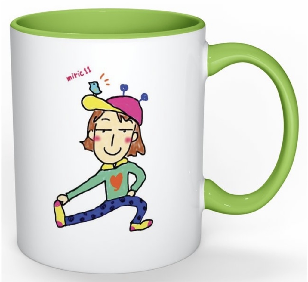 マグカップ《小鳥とミリック緑》