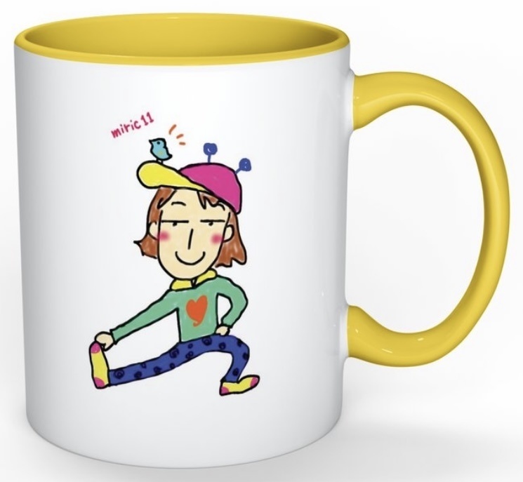 マグカップ《小鳥とミリック黄色》