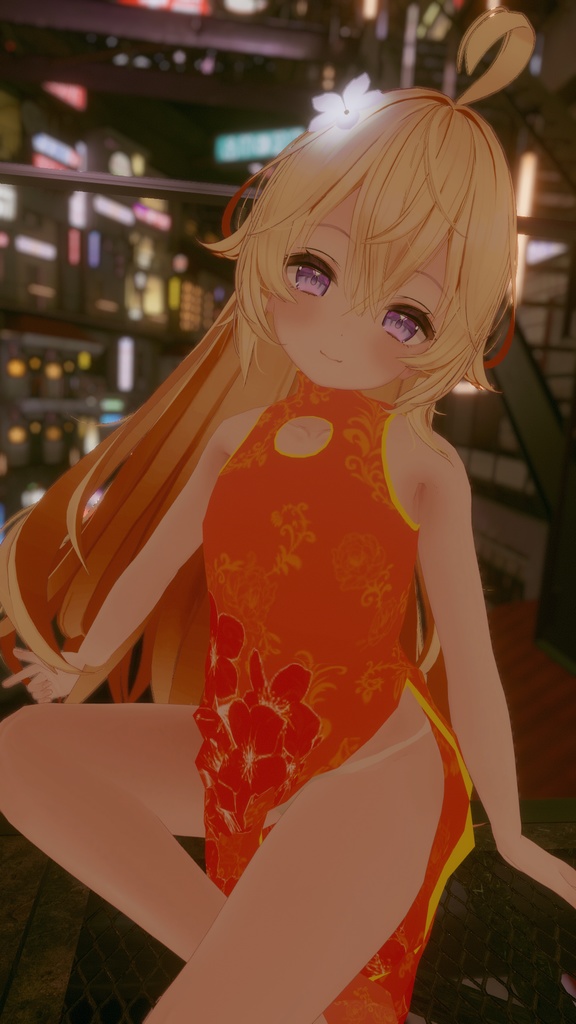 ソラハ用チャイナドレスセット、モジュラアバター対応(ギミック付き)