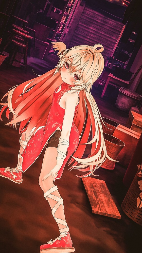 ソラハ用チャイナドレスセット、モジュラアバター対応(ギミック付き)