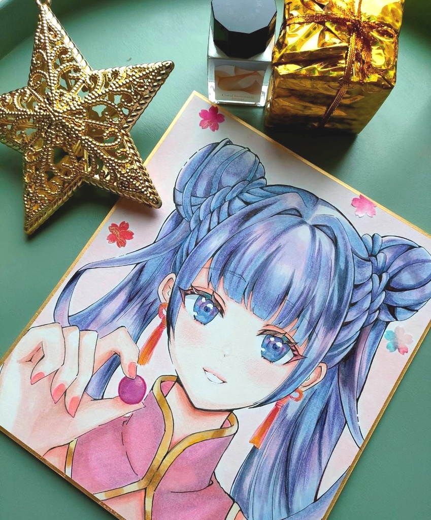 「CHEER UP」手描きの色紙 一点もの