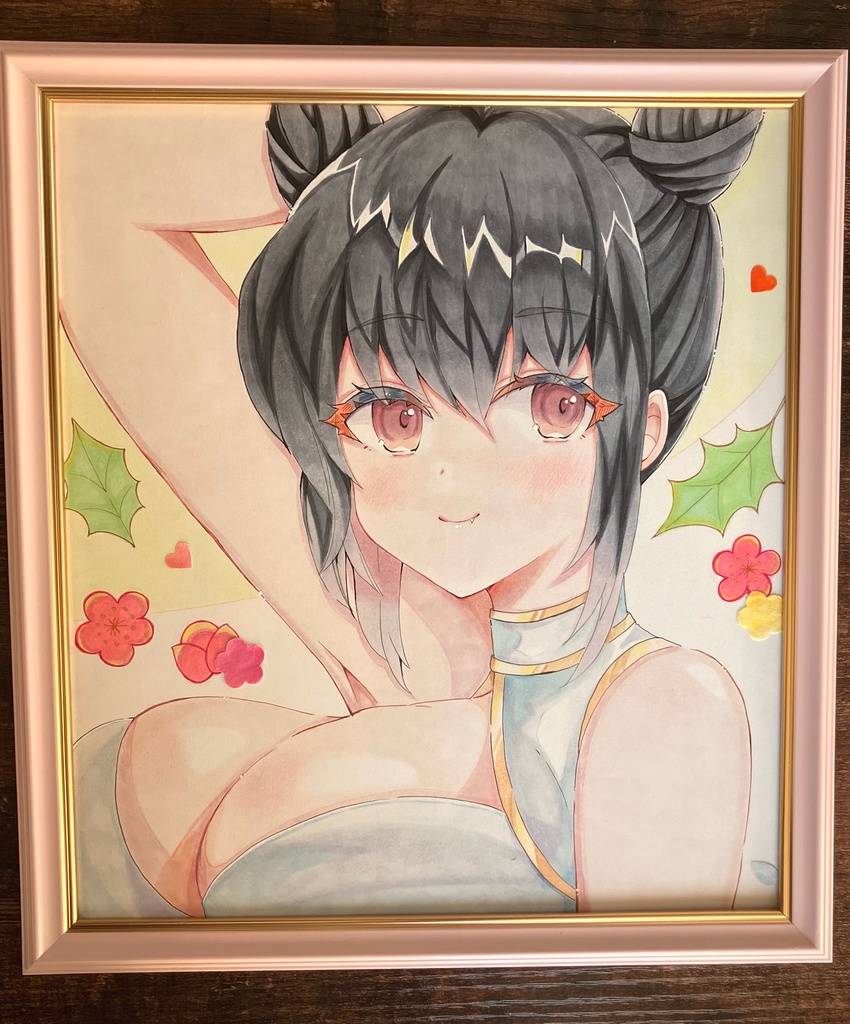 手描きアナログ色紙/一点物/節分を楽しもう/大色紙/手描き直筆