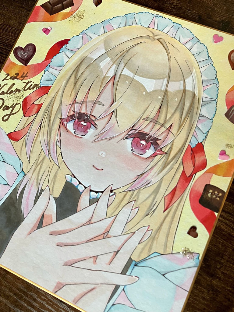 手描き色紙/アナログ色紙/一点物/メイドさん/色紙大